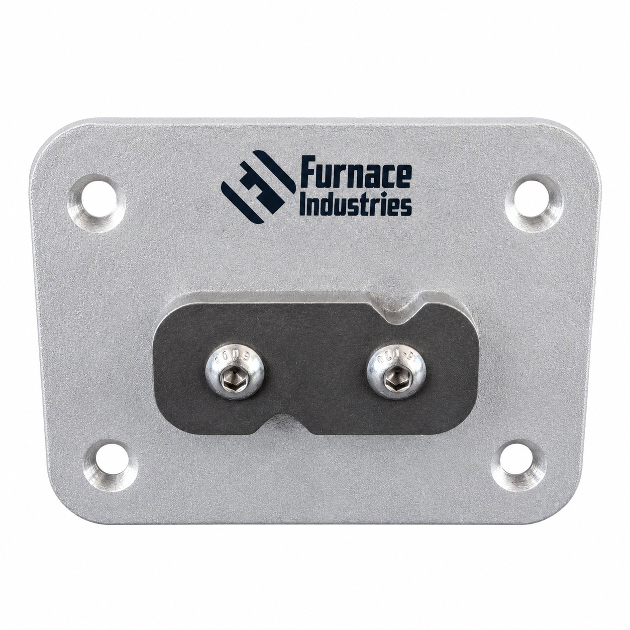 Metal mounting plate with Furnace Industries logo on a white background