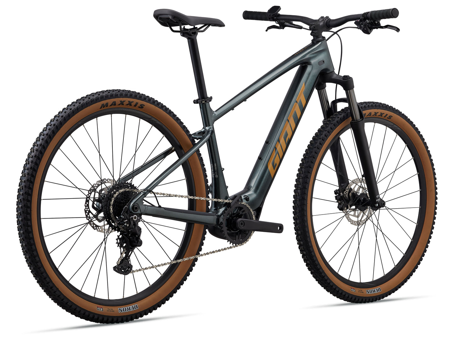 Mountain bike with brown tires on a white background