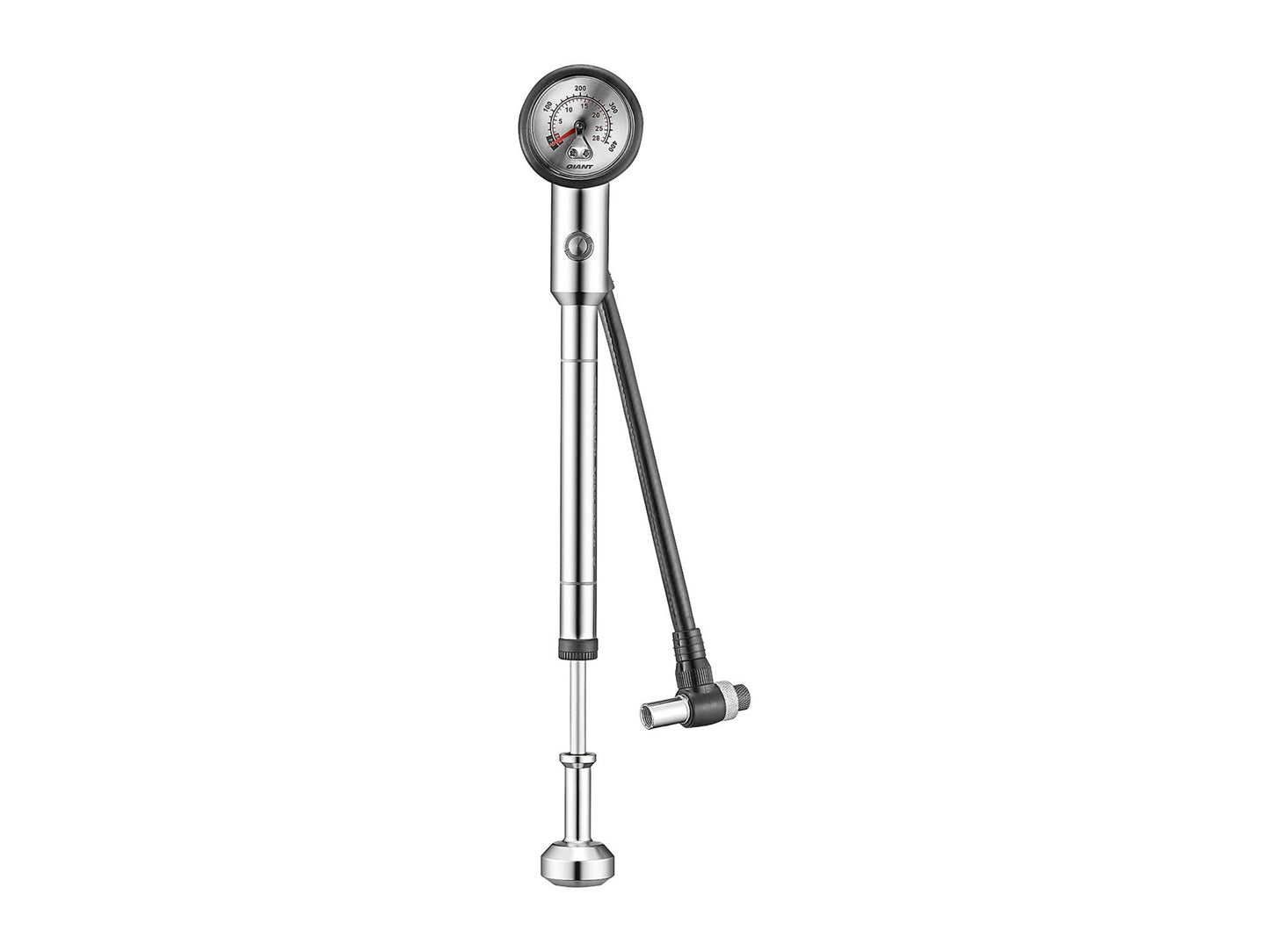 Metallic tool with a gauge on a white background