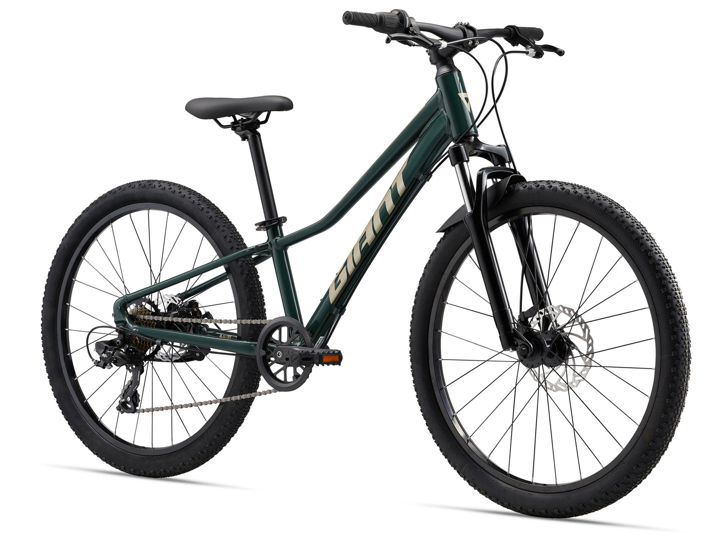 Green bicycle on a white background