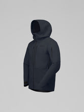 Load image into Gallery viewer, Dark gray hooded jacket on a light gray background