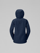 Load image into Gallery viewer, Navy blue jacket with a hood on a gray background