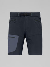 Load image into Gallery viewer, Black shorts with a gray patch on a light gray background
