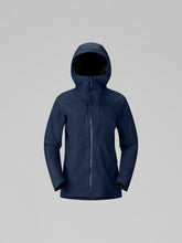 Load image into Gallery viewer, Navy blue hooded jacket on a light gray background