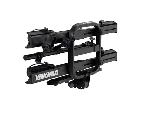 Black Yakima bike rack on a white background