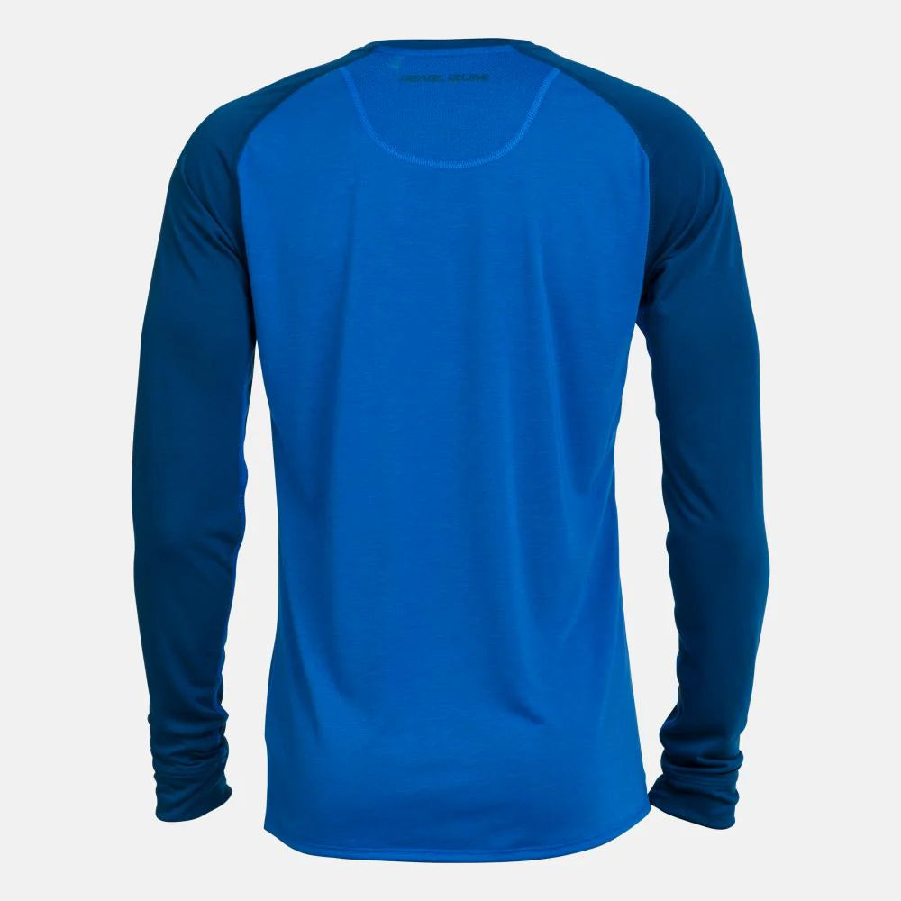 Blue long-sleeve shirt on a white background