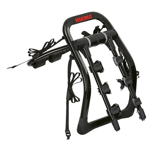 Black Yakima bike rack on a white background