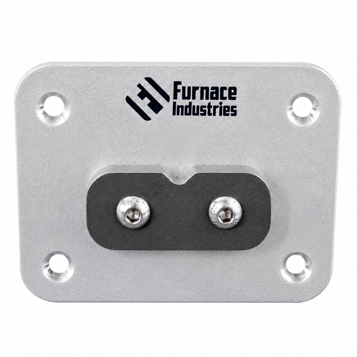Metal mounting plate with Furnace Industries logo on a white background