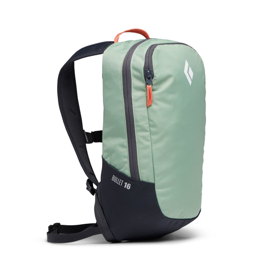 Light green and black backpack with 'Black Diamond' logo on a white background