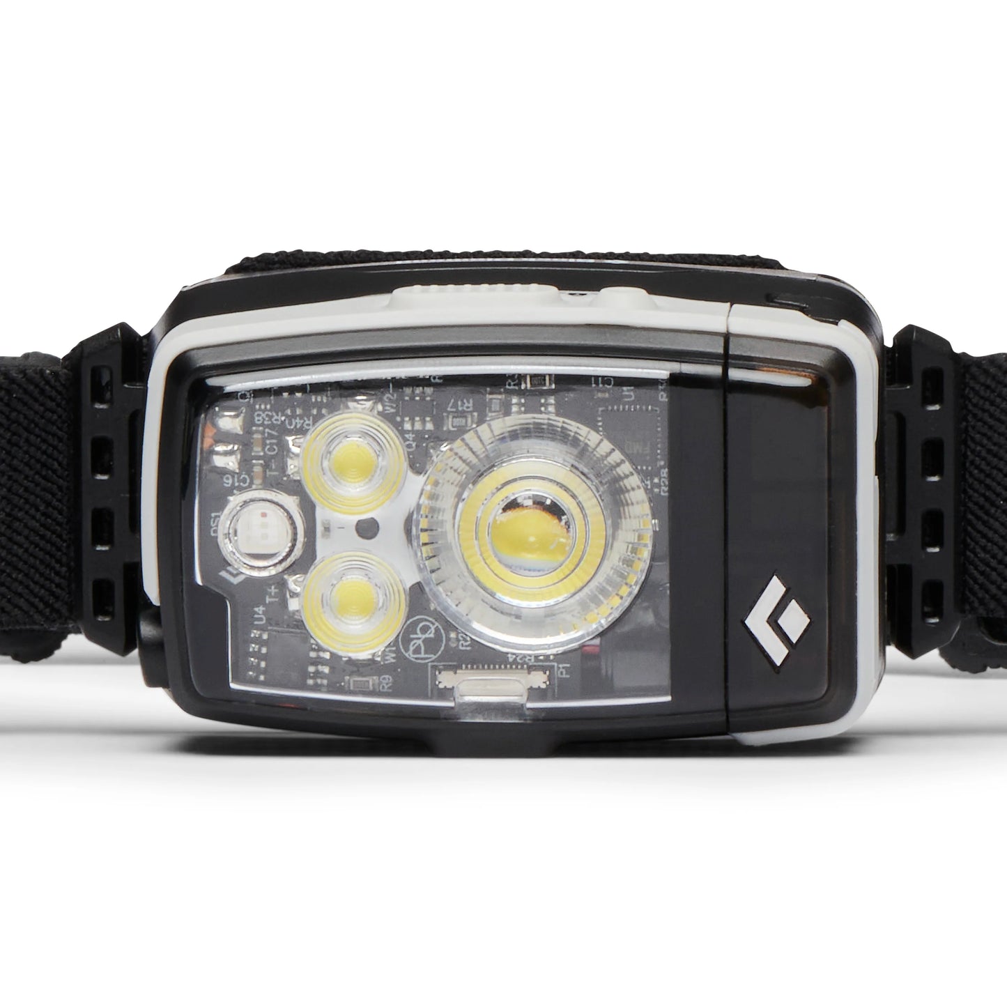 Black diamond headlamp on white background