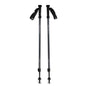 Two black hiking poles on a white background