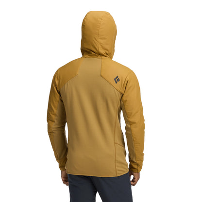 Yellow jacket with a brand logo on the back against a white background