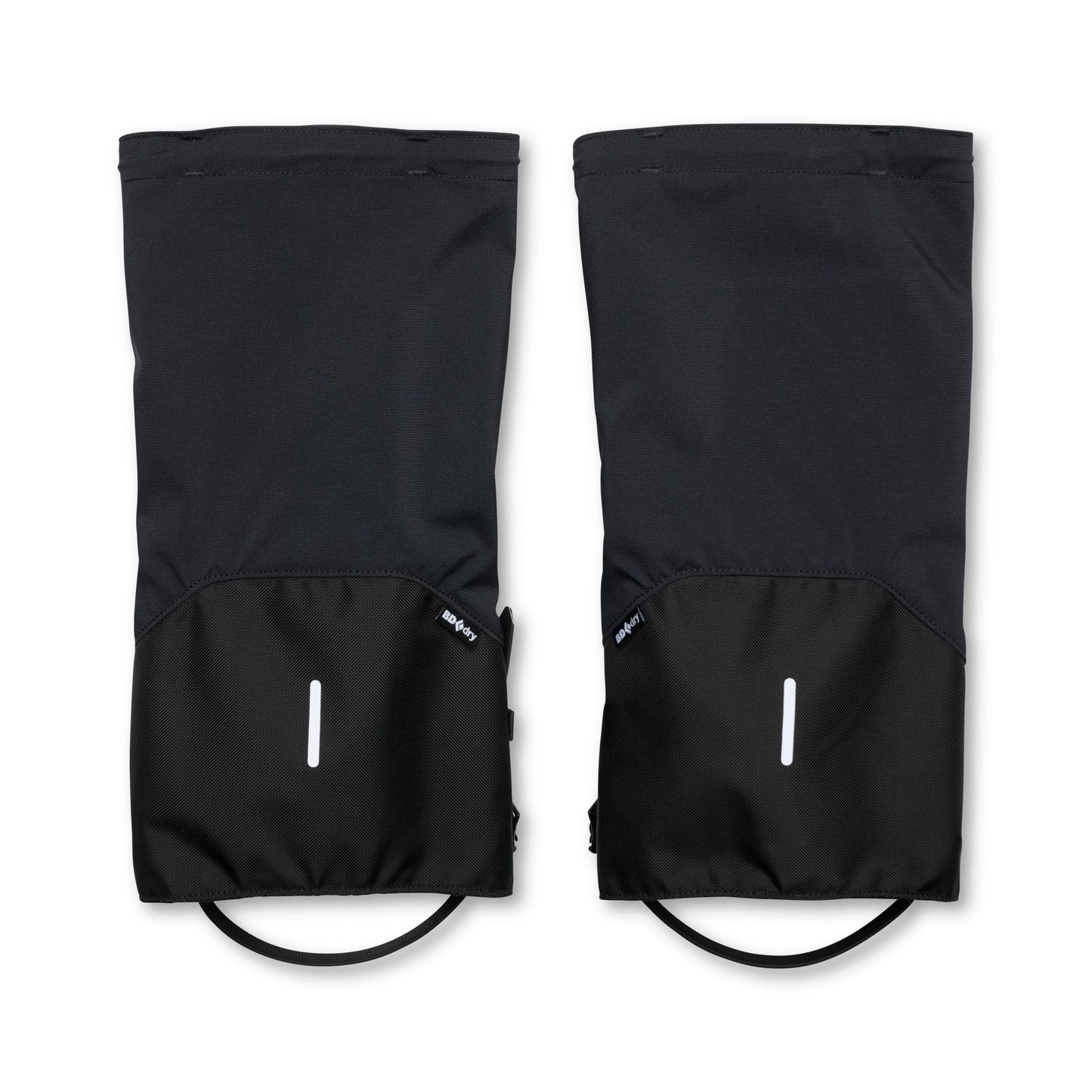 Pair of black wrist guards with drawstrings on a white background