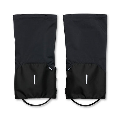 Pair of black wrist guards with drawstrings on a white background