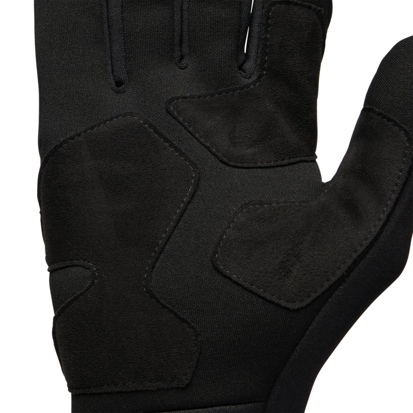 Black tactical glove with fingerless design on a white background