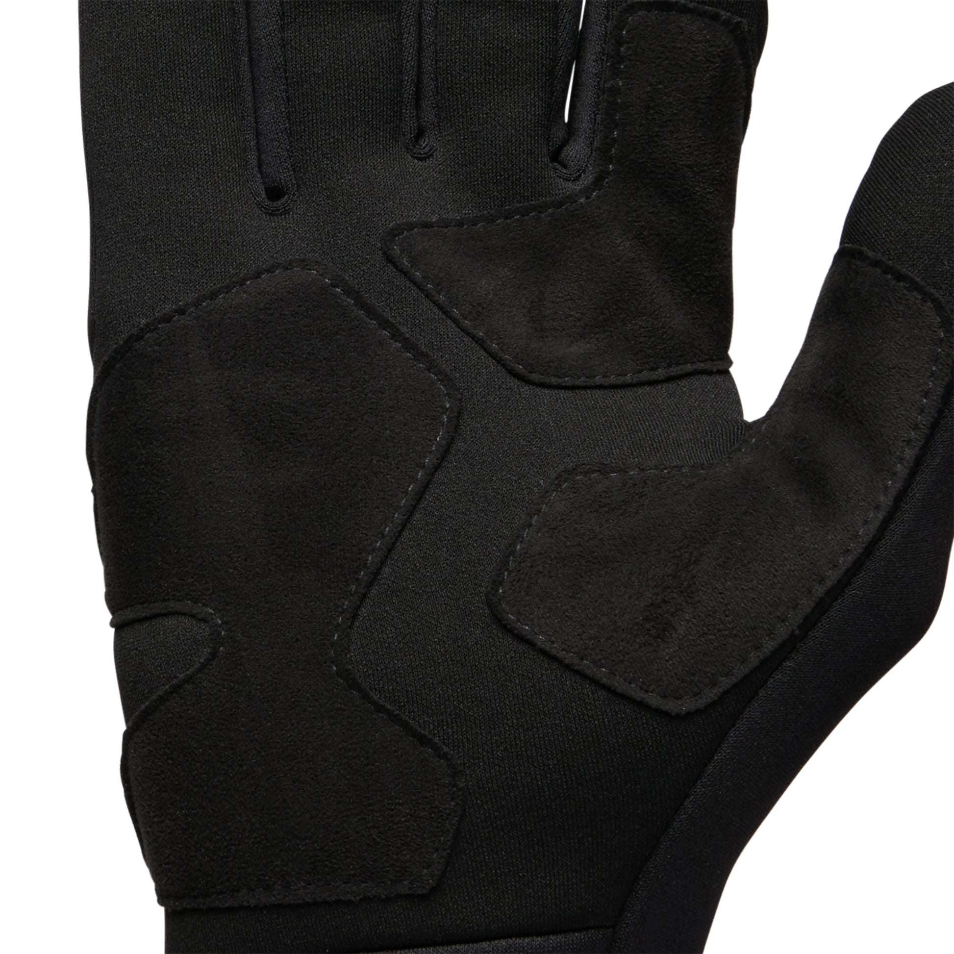 Black tactical glove with fingerless design on a white background