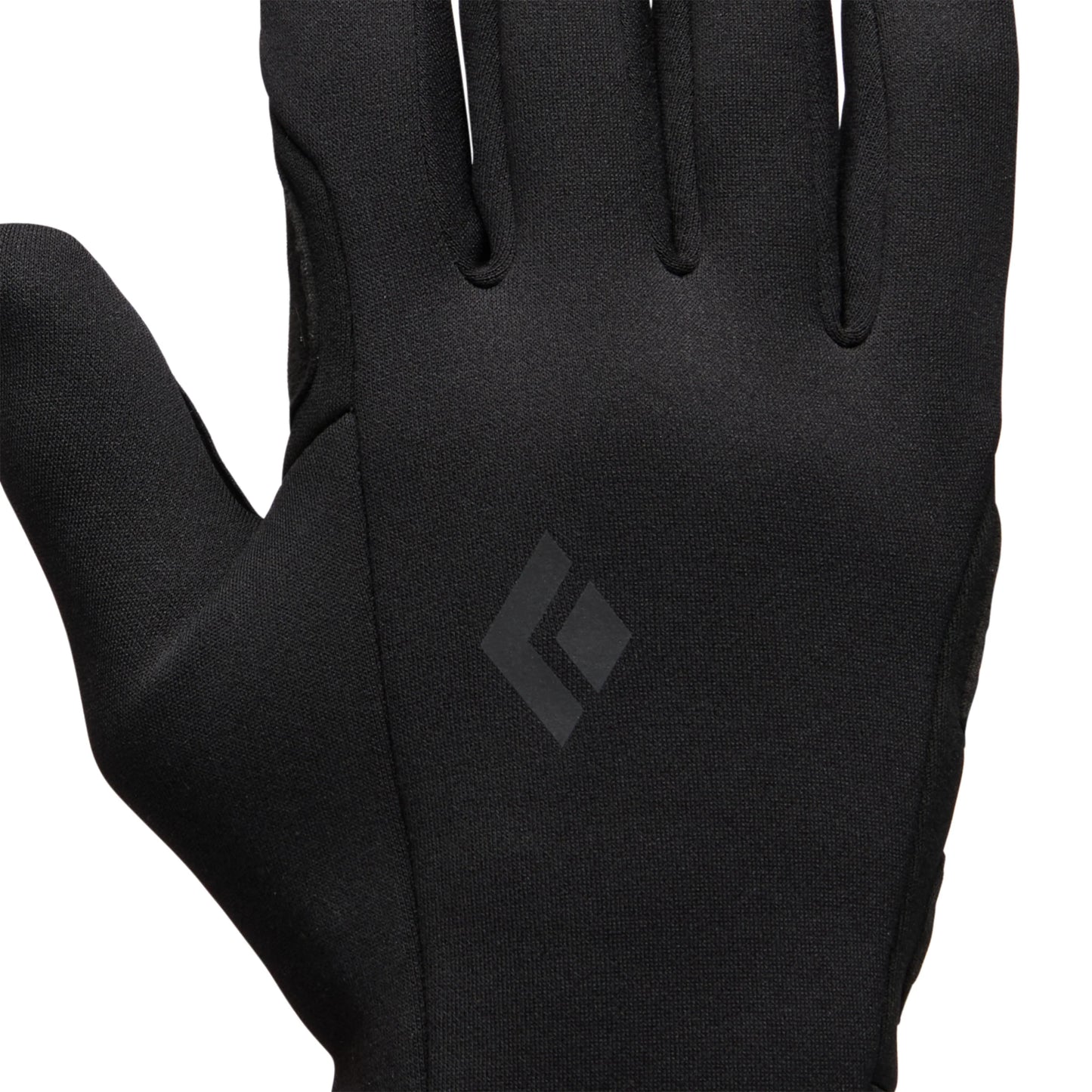 Black glove with a brand logo on a white background