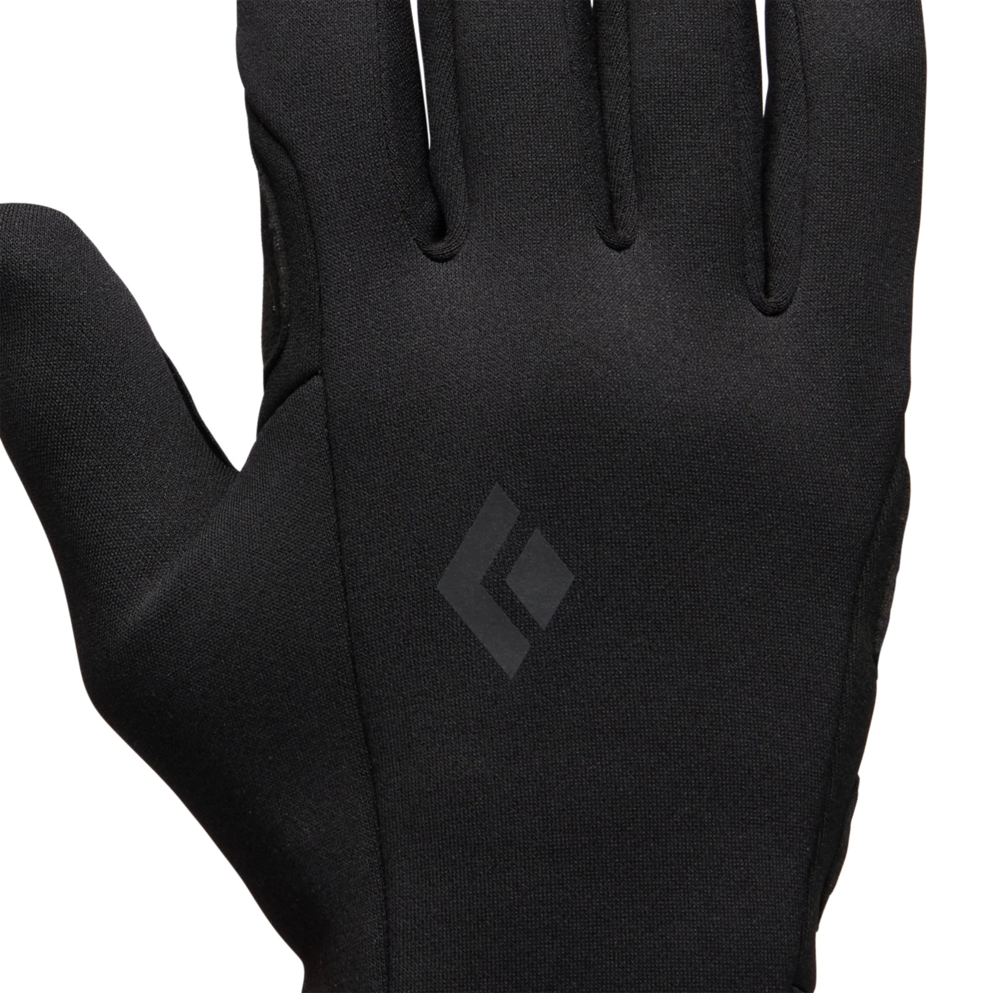 Black glove with a brand logo on a white background