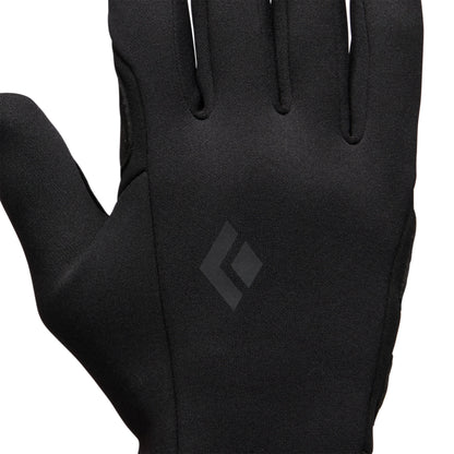 Black glove with a brand logo on a white background
