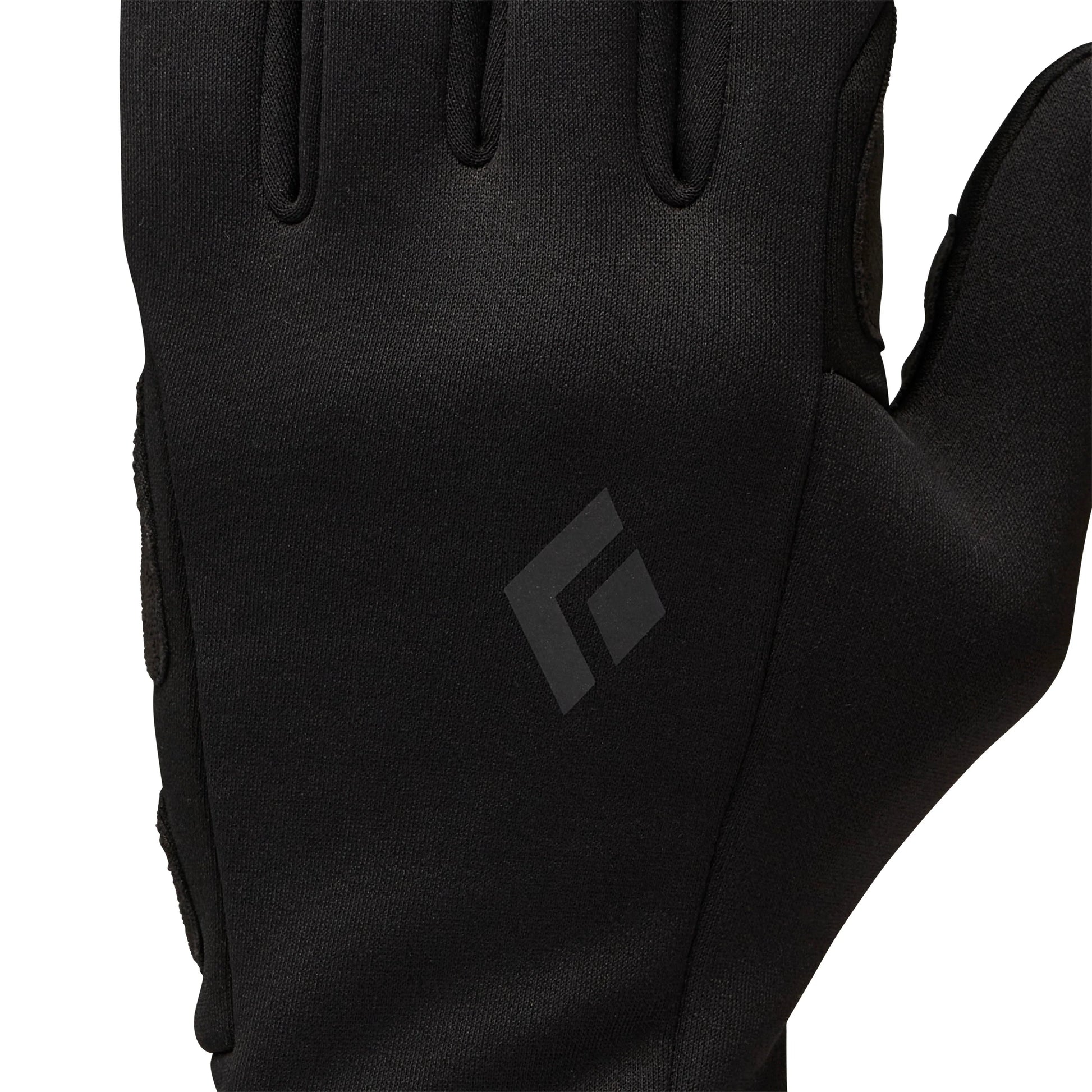 Black glove with a brand logo on a white background