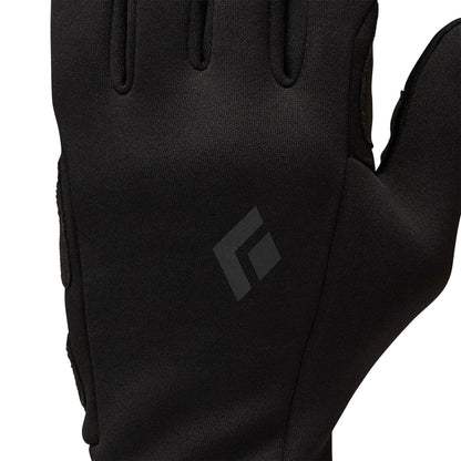 Black glove with a brand logo on a white background