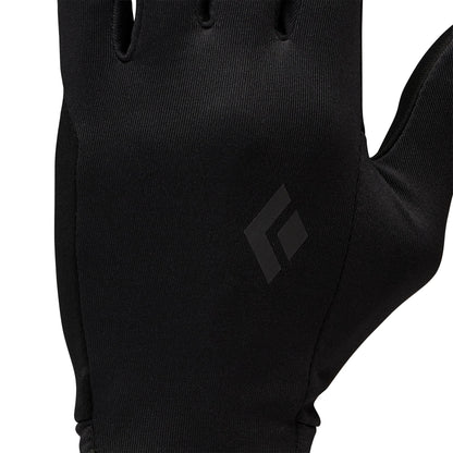 Black glove with a brand logo on a white background
