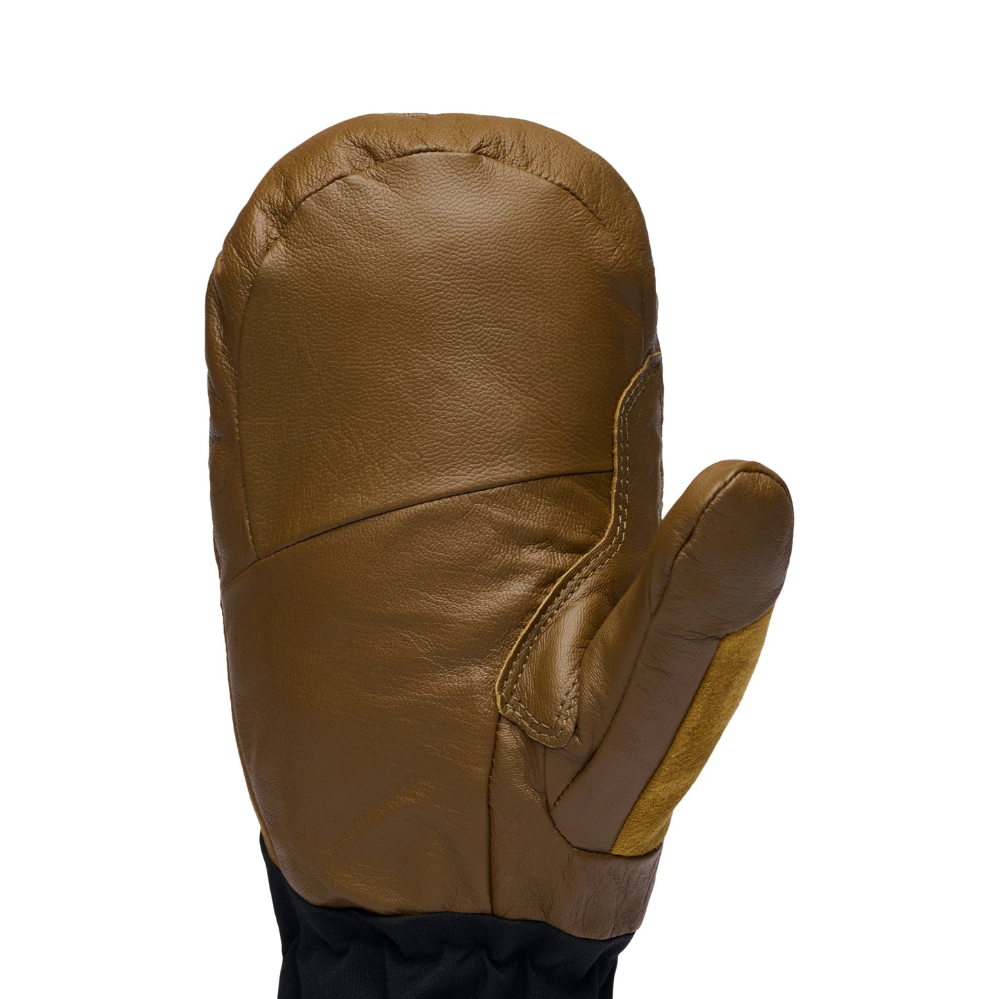 Brown leather mitten on a white background