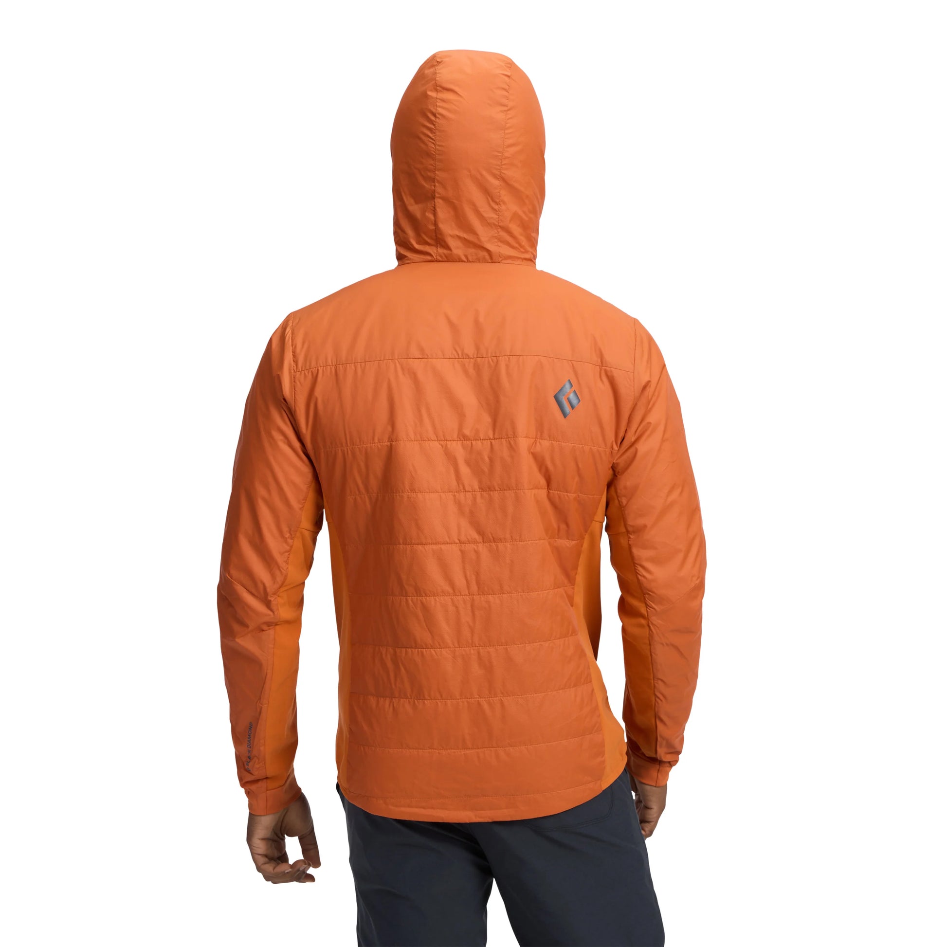 Orange jacket with a hood on a white background
