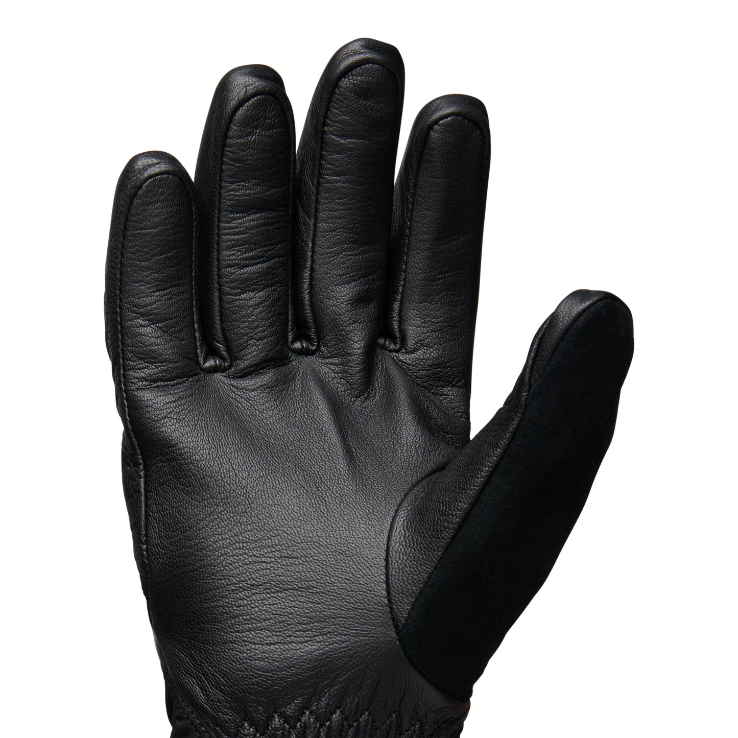 Black leather glove on a white background