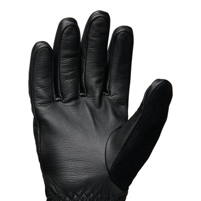 Black leather glove on a white background