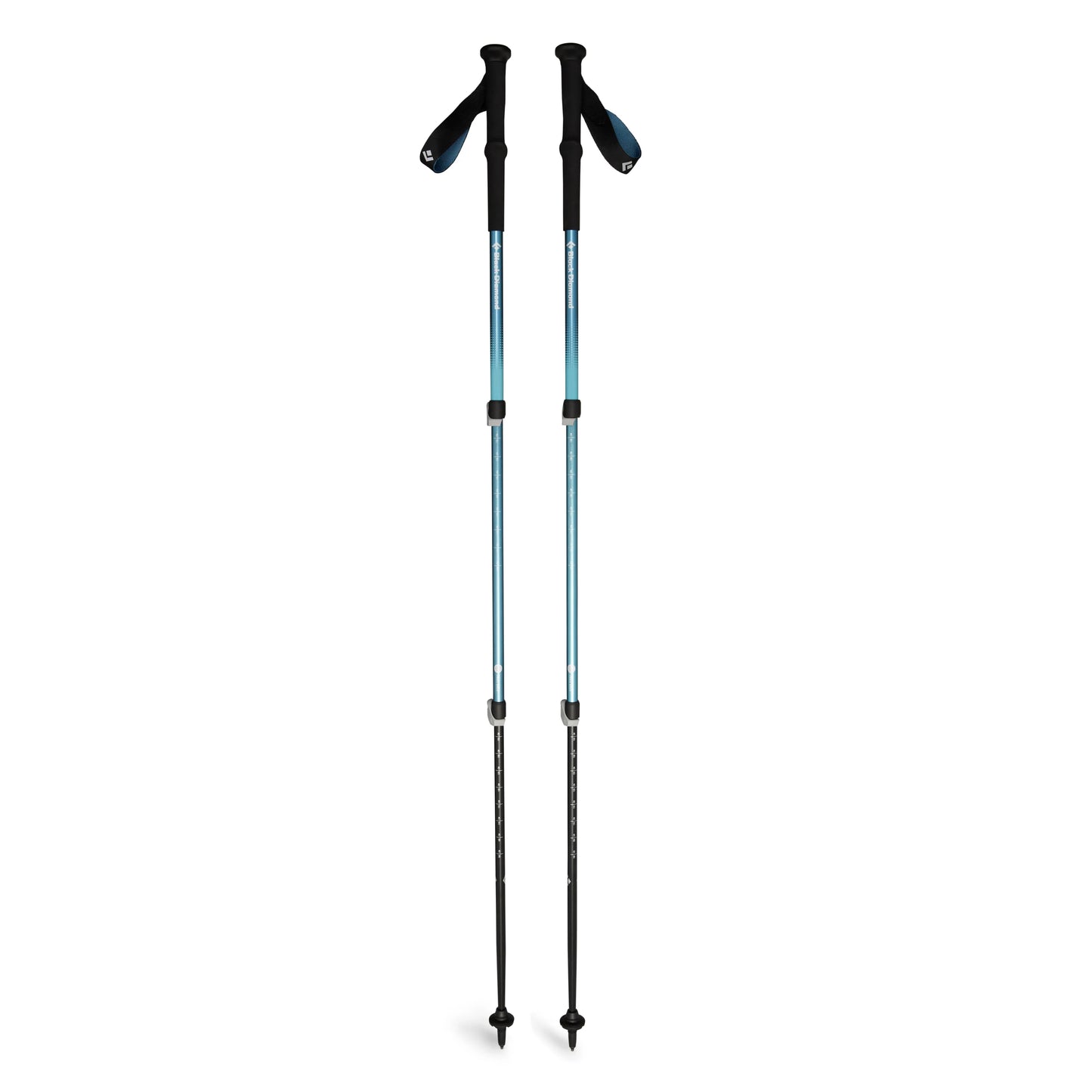 Two hiking poles on a white background