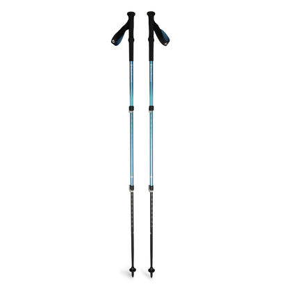 Two hiking poles on a white background