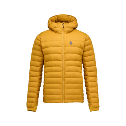 Yellow down hoodie on white background