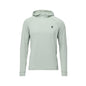 Light gray long-sleeve hoodie with a brand logo on a white background