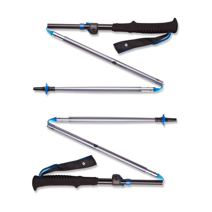 Set of adjustable hiking poles on a white background