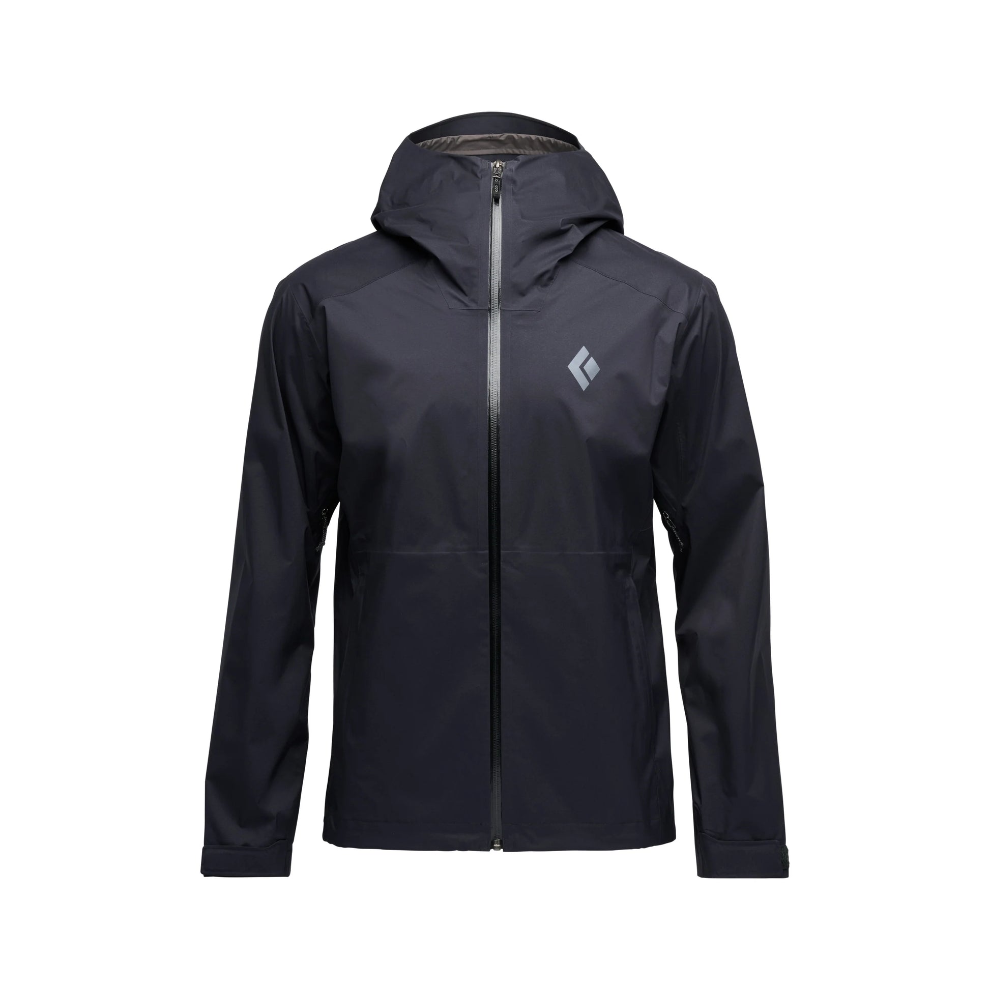 Black jacket with a brand logo on a white background