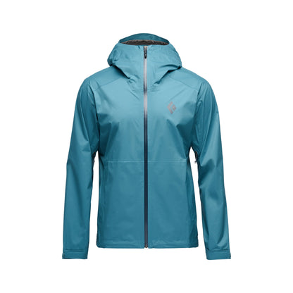 Teal jacket with a hood on a white background