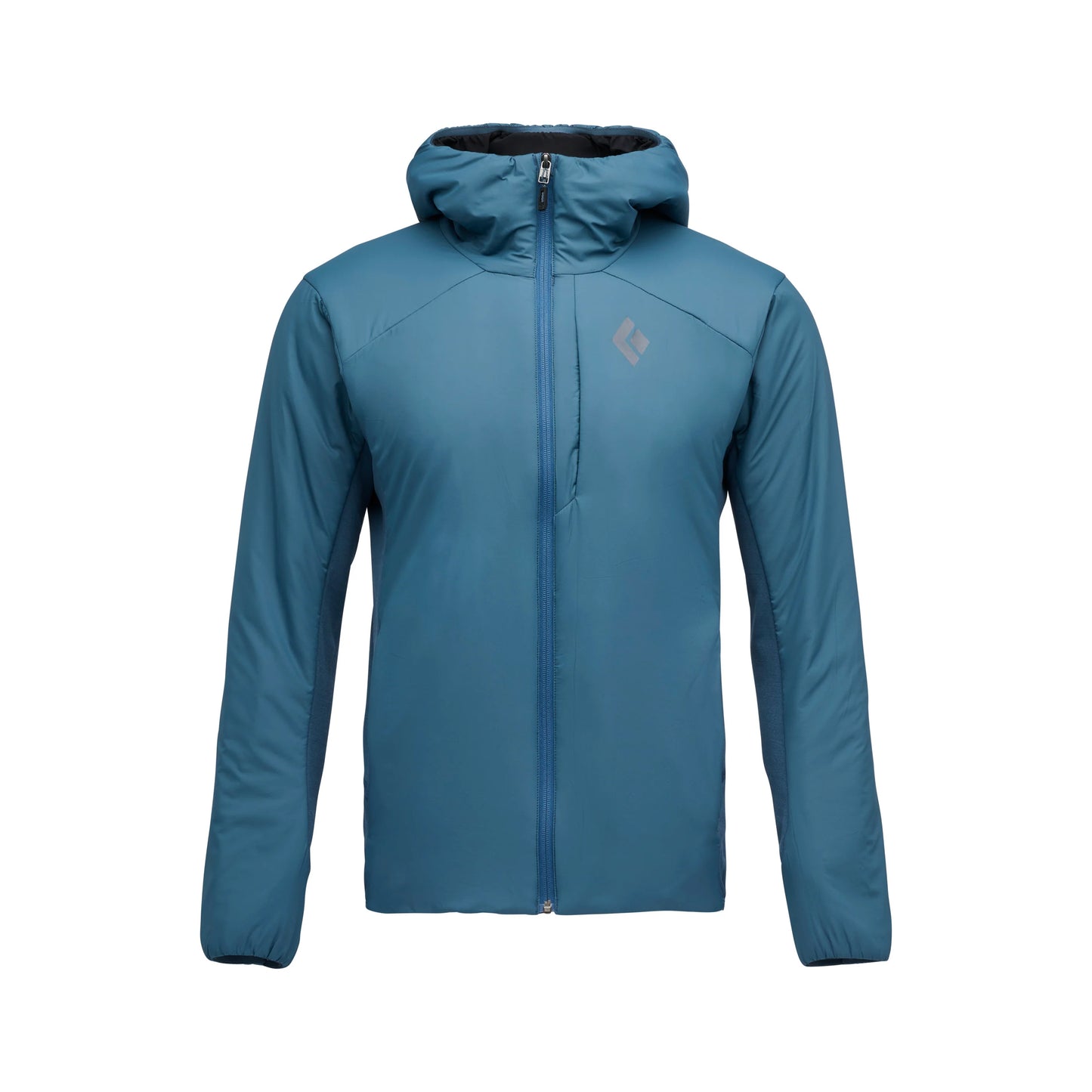Blue jacket with a brand logo on a white background
