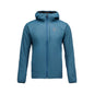 Blue jacket with a brand logo on a white background