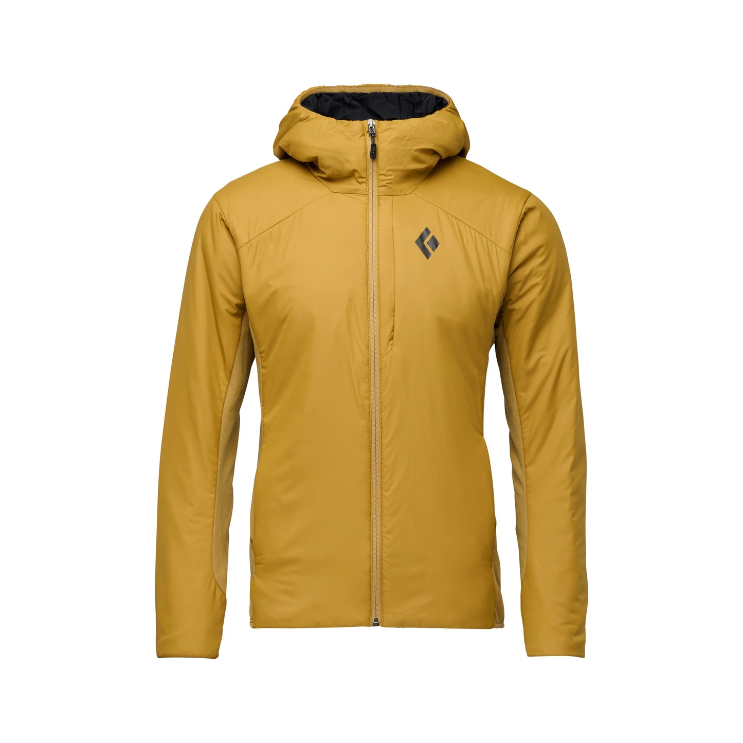 Yellow jacket with a brand logo on a white background