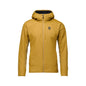 Yellow jacket with a brand logo on a white background
