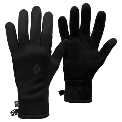 Black gloves with a brand logo on a white background