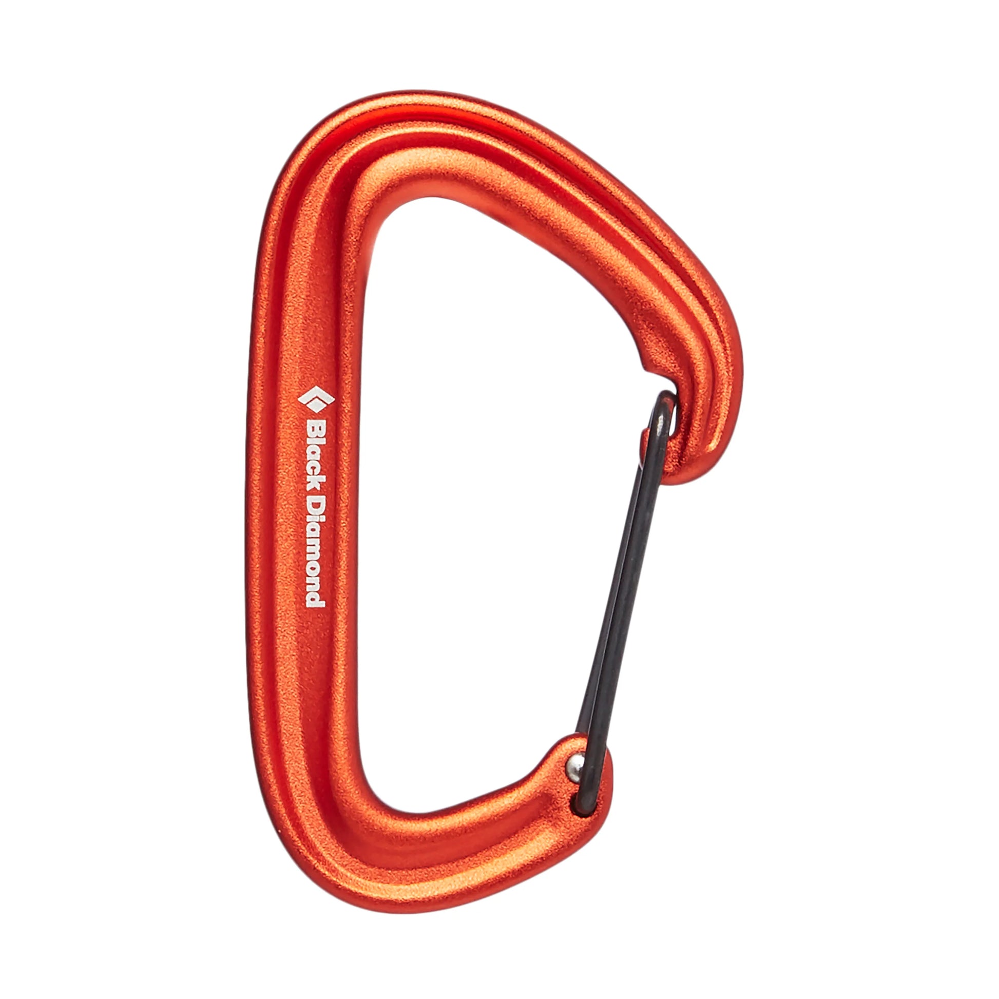 Orange carabiner with Black Diamond logo on a white background