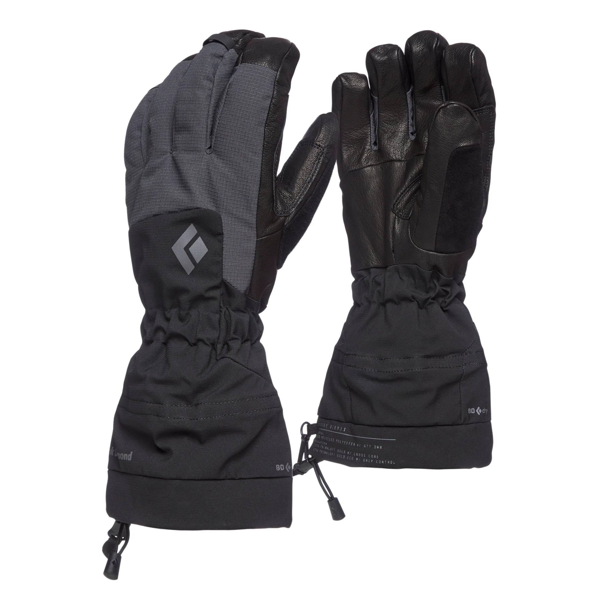 Black gloves on white background