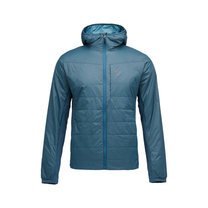 Blue jacket with a hood on a white background