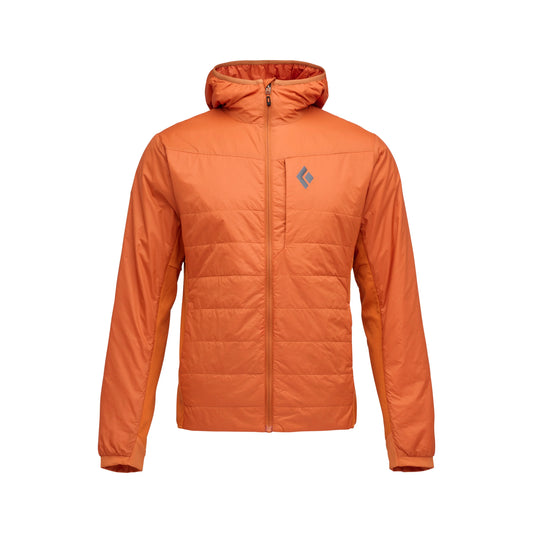 Orange jacket with a brand logo on a white background