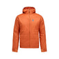 Orange jacket with a brand logo on a white background
