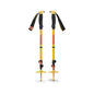 Pair of yellow hiking poles with black and red accents on a white background