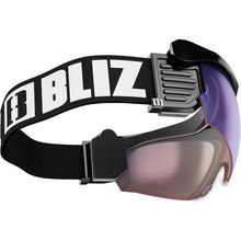 Load image into Gallery viewer, Goggles with a black strap featuring 'Bliz' branding on a white background
