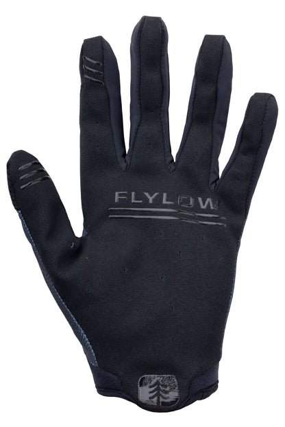 Black glove with Flylow branding on a white background